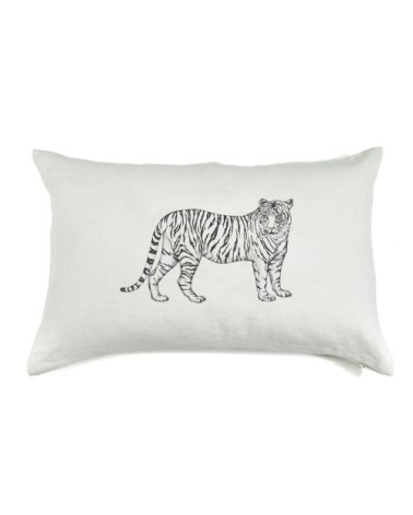 Coussin en lin pur lavé Tigre 40x60