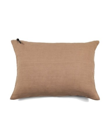 Coussin Lin pur lavé Chameau Foncé 50x70