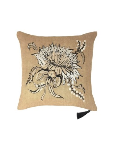 Coussin en lin pur lavé  Cardo ocre  45x45