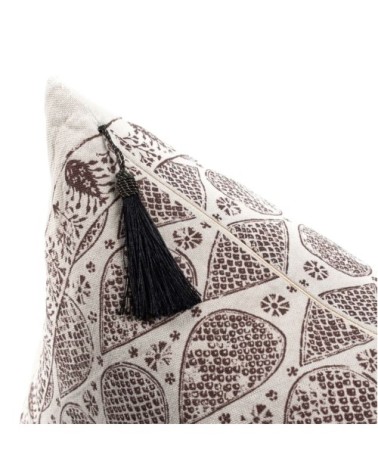 Coussin en lin pur lavé  Damla Marron 50x70