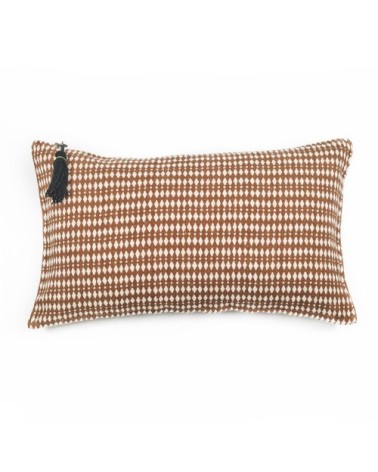 Coussin en lin pur lavé Kalahari terrecuite blanc 30x50