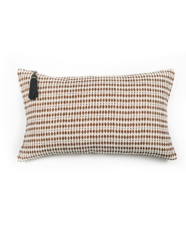 Coussin en lin pur lavé Kalahari blanc terre cuite 30x50
