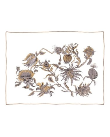 Serviette de table Lin pur lavé Manais Blanc Ocre 45x45