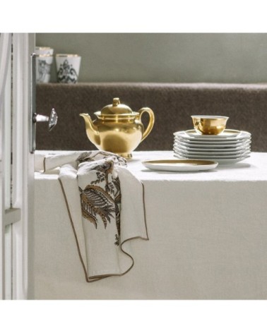 Serviette de table Lin pur lavé Manais Blanc Ocre 45x45