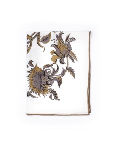 Serviette de table Lin pur lavé Manais Blanc Ocre 45x45
