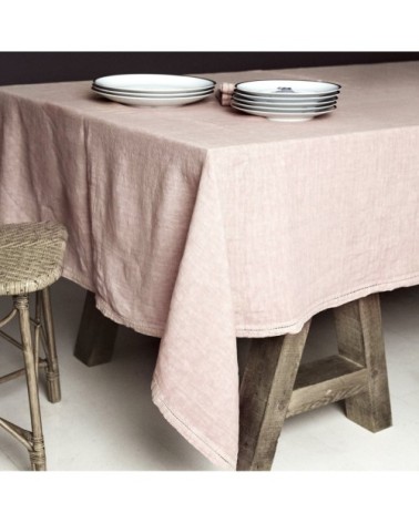 Nappe  Lin pur lavé Rose Pâle 180x300