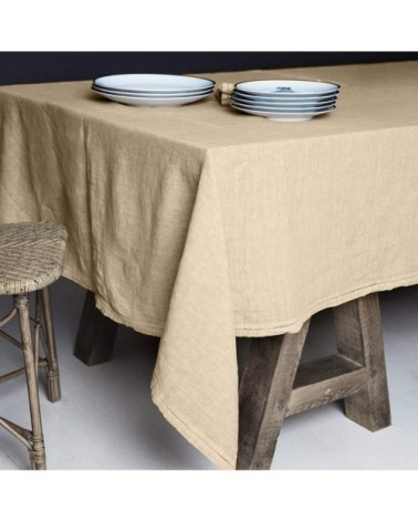 Nappe  Lin pur lavé  Sable 180x300