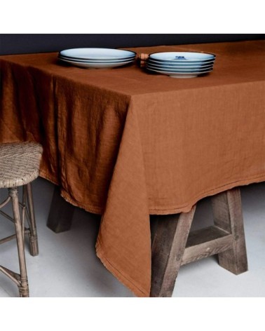 Nappe  Lin pur lavé  Orange foncé 180x300