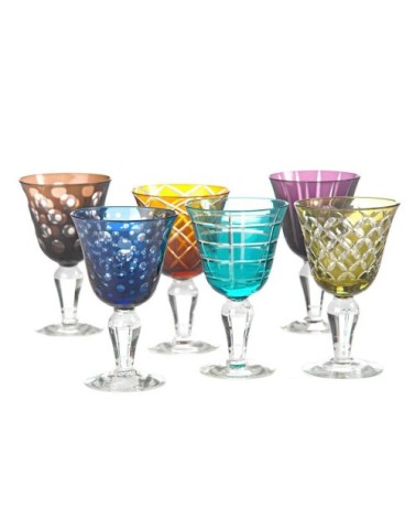 coupes de vin cristal multicolore lot de 6