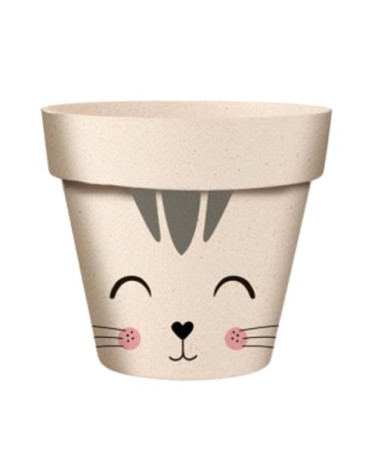 Cache pot de fleurs chat en bambou D7,2cm