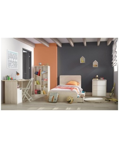 Commode 3 tiroirs bois et blanc Enfant - 95 x H91cm