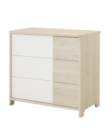 Commode 3 tiroirs bois et blanc Enfant - 95 x H91cm