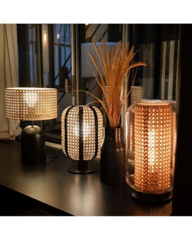 Lampe de table en canage naturel