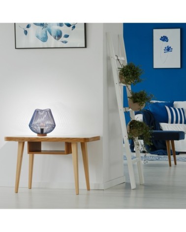 Lampe de table en métal bleu