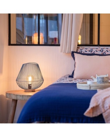 Lampe de table en métal bleu