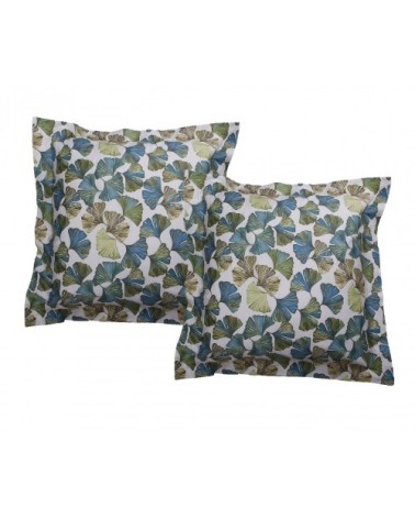 Lot de 2 taies d'oreiller satin de coton 63x63 cm  imprimé Ginkgo