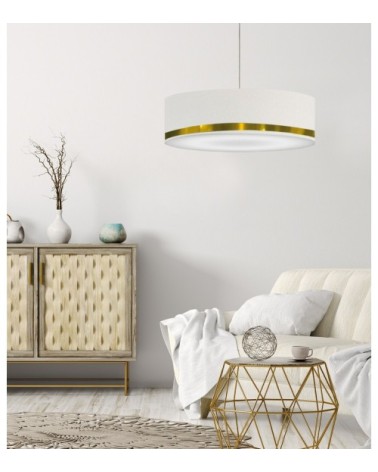 Suspension Jonc Blanc et or Ø 65 x H 25