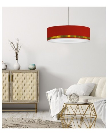 Suspension Jonc Rouge et Or Ø 65 x H 25