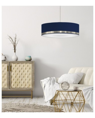 Suspension Jonc Bleu et aluminium Ø 65 x H 25