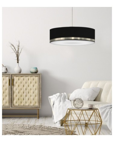 Suspension Jonc Noir et Aluminium Ø 65 x H 25