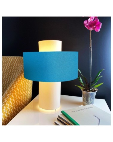 Lampe bleu turquoise D 35 cm