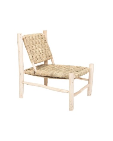 Fauteuil tressé en doum et bois d'eucalyptus