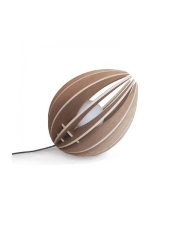 Lampe à poser en bois chêne naturel avec fil noir