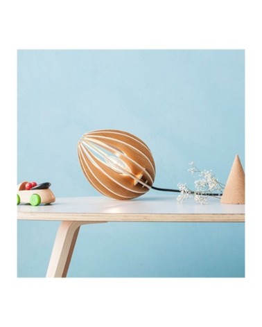 Lampe à poser en bois chêne naturel avec fil noir