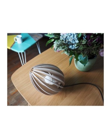Lampe à poser en bois chêne naturel avec fil noir