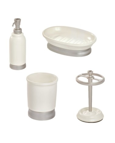 Ensemble d'accessoires de lavabo pour salle de bain - Blanc