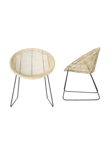 Fauteuil en rotin et métal (lot de 2)