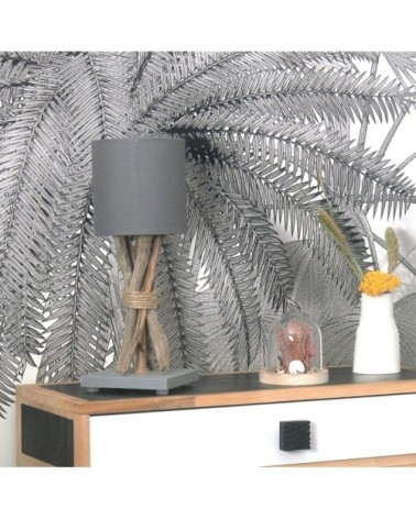 Lampe de chevet en bois gris