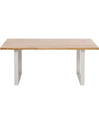 Table à manger 6 personnes en chêne et acier argenté L160