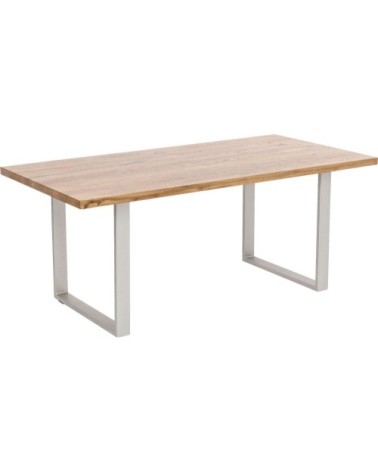 Table à manger 6 personnes en chêne et acier argenté L160