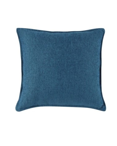 Coussin en maille chenille bleue 45x45