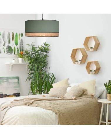Suspension déco en coton et bandeau raphia   Ø 45cm