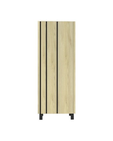 Buffet haut 1 porte effet Chêne et intérieur Noir