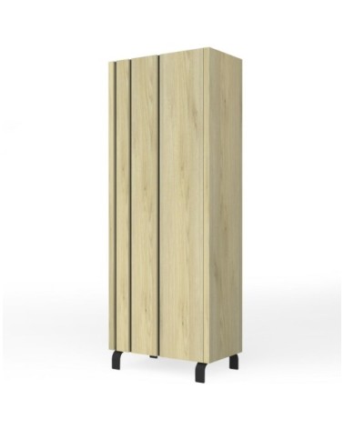 Buffet haut 1 porte effet Chêne et intérieur Noir