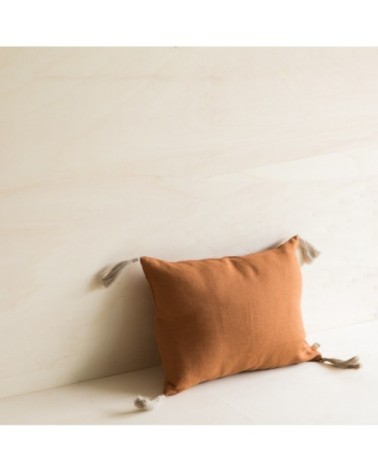 Coussin en lin lavé marron cuivre 25x35