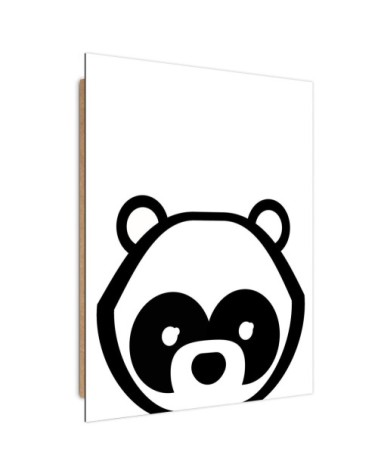 Tableau enfant bois contrast panda noir et blanc 60x90