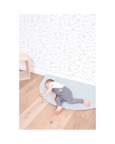 Tapis demi lune en Coton Bleu ciel