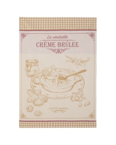 Torchon en jacquard de coton beige 50x75