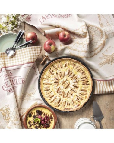 Torchon en jacquard de coton beige 50x75