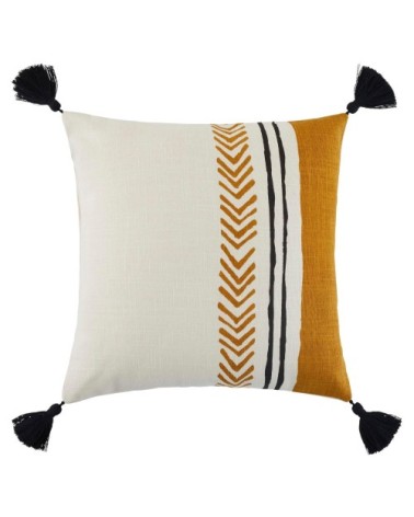 Housse de coussin 40x40 cm Naturel ocre et noir