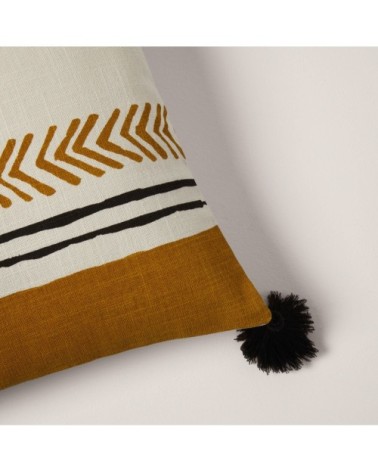 Housse de coussin 40x40 cm Naturel ocre et noir