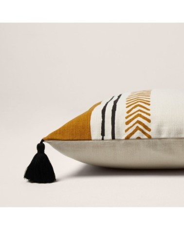 Housse de coussin 40x40 cm Naturel ocre et noir