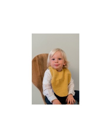 Bavoir bébé en mousseline style Oslo coton jaune moutarde