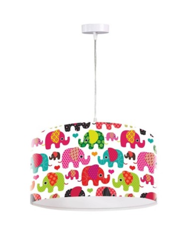 Suspension enfant abat-jour tissu multicolore et blanc ø 40