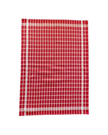 Deux Duos torchons assortis bicolores carreaux rouges 50 x 70