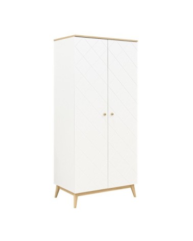 Armoire 2 portes blanc chêne